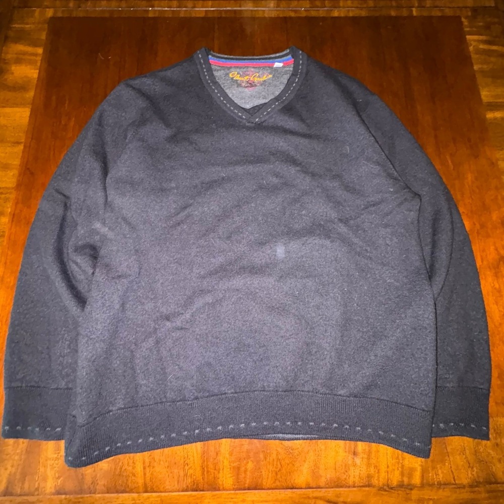 Robert Graham V Neck Sweater Black‎ Knit Pullover XL Luxury Menswear